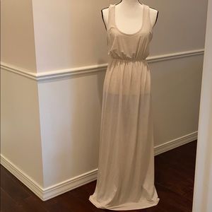 Tan sleeveless maxi dress
